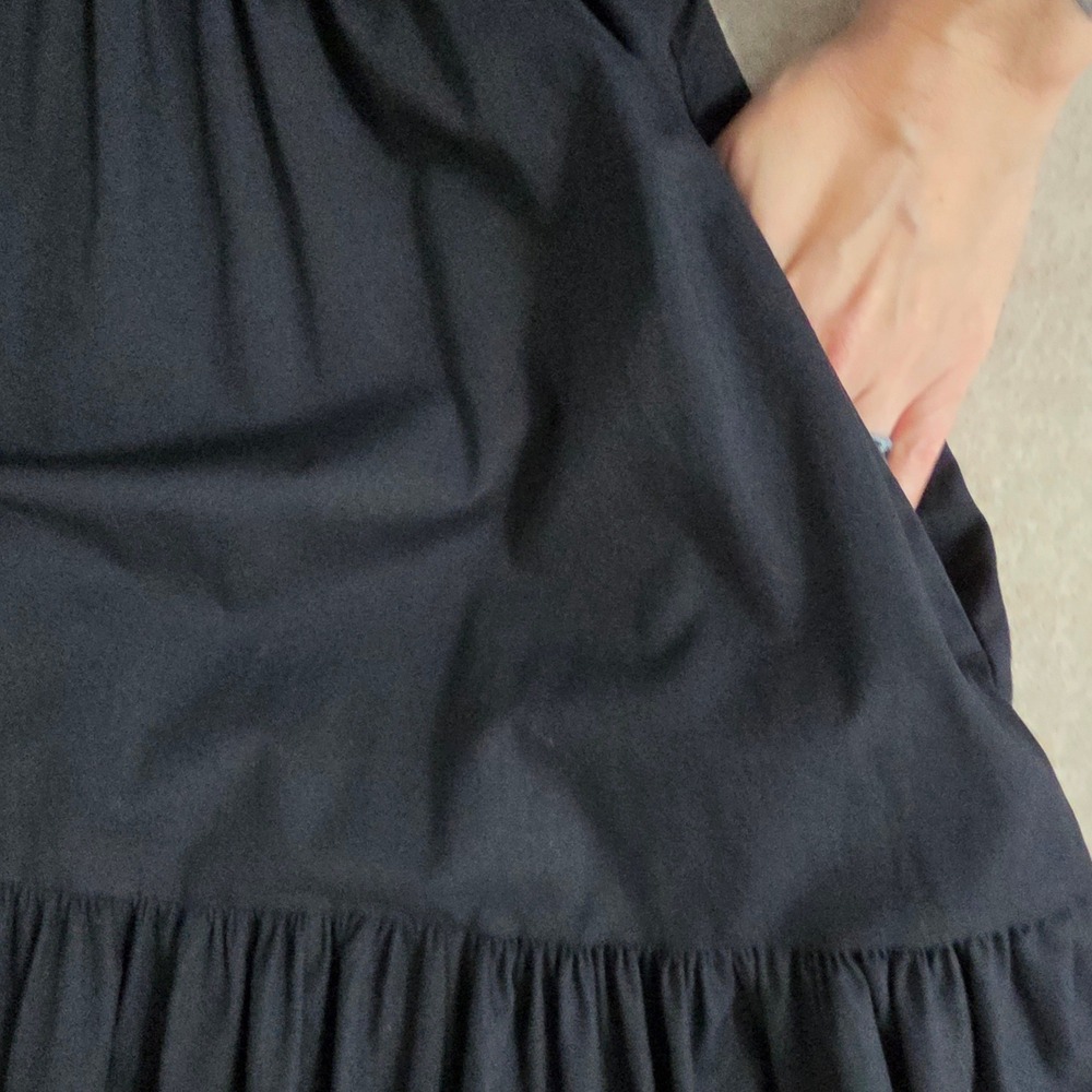 Abercrombie & Fitch Tiered Smocked Maxi Dress Sz M Petite Black Dark Cottage - Picture 5 of 13
